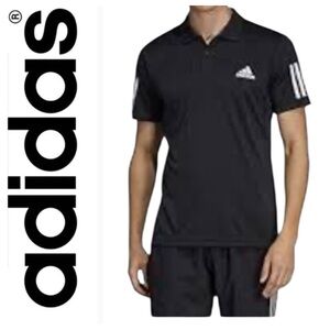 Adidas Black 3-Stripe Performance Polo Shirt Golf Athletic wear Size M NWT